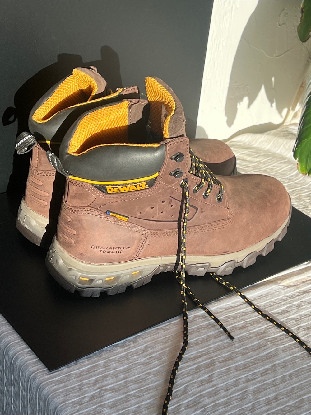 DEWALT Brown & Yellow Work Boots - Men's Rugged Leather Safety Boots